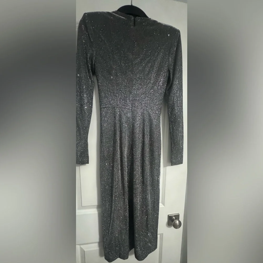 House of CB Silver Long-Sleeve Sequin Bodycon Dress - Picture 3 of 4